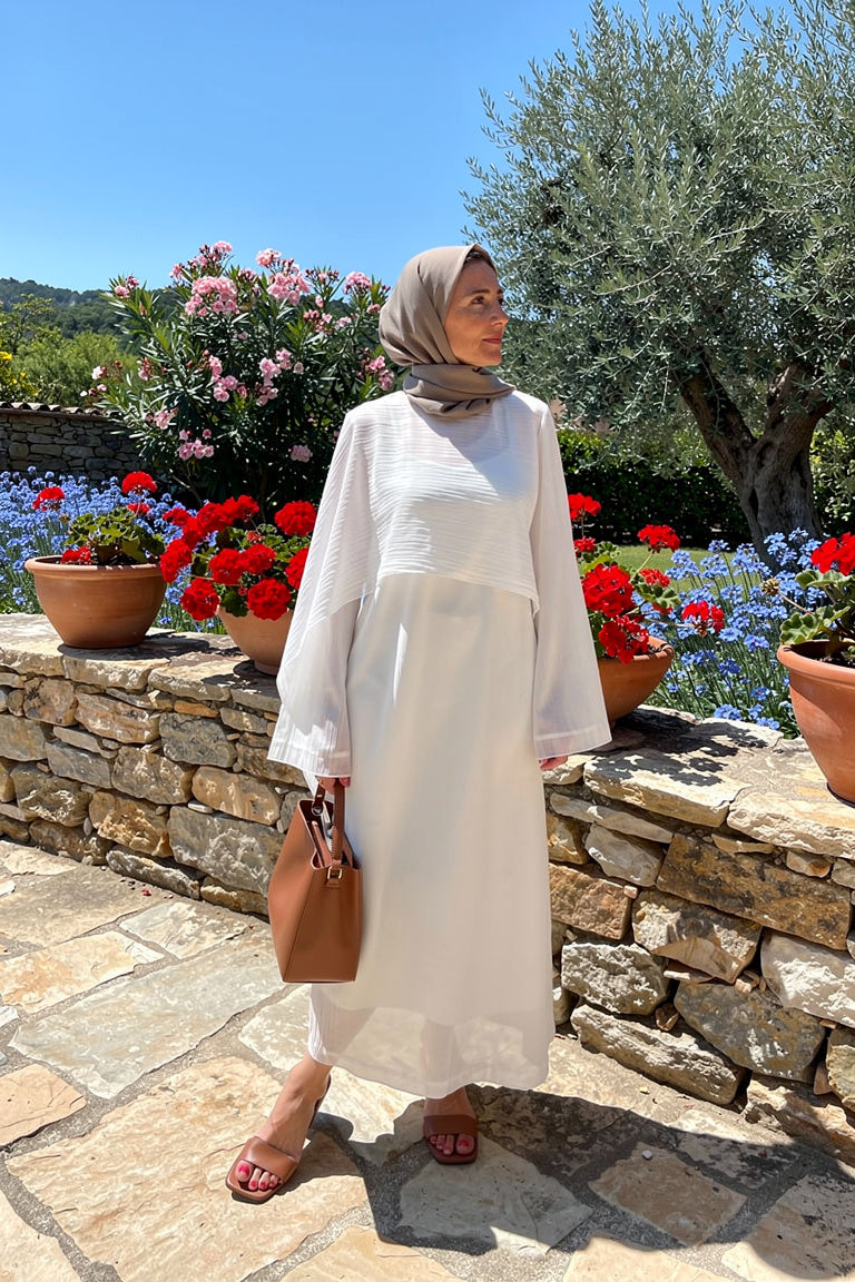 Robe longue double épaisseur manches fluides — Nesrine - Style by Aliyah