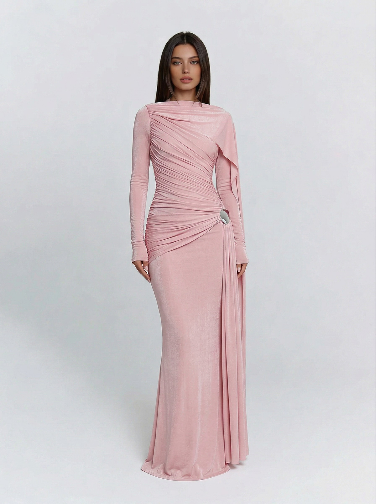 Robe longue drapée à panneau fluide — Nada