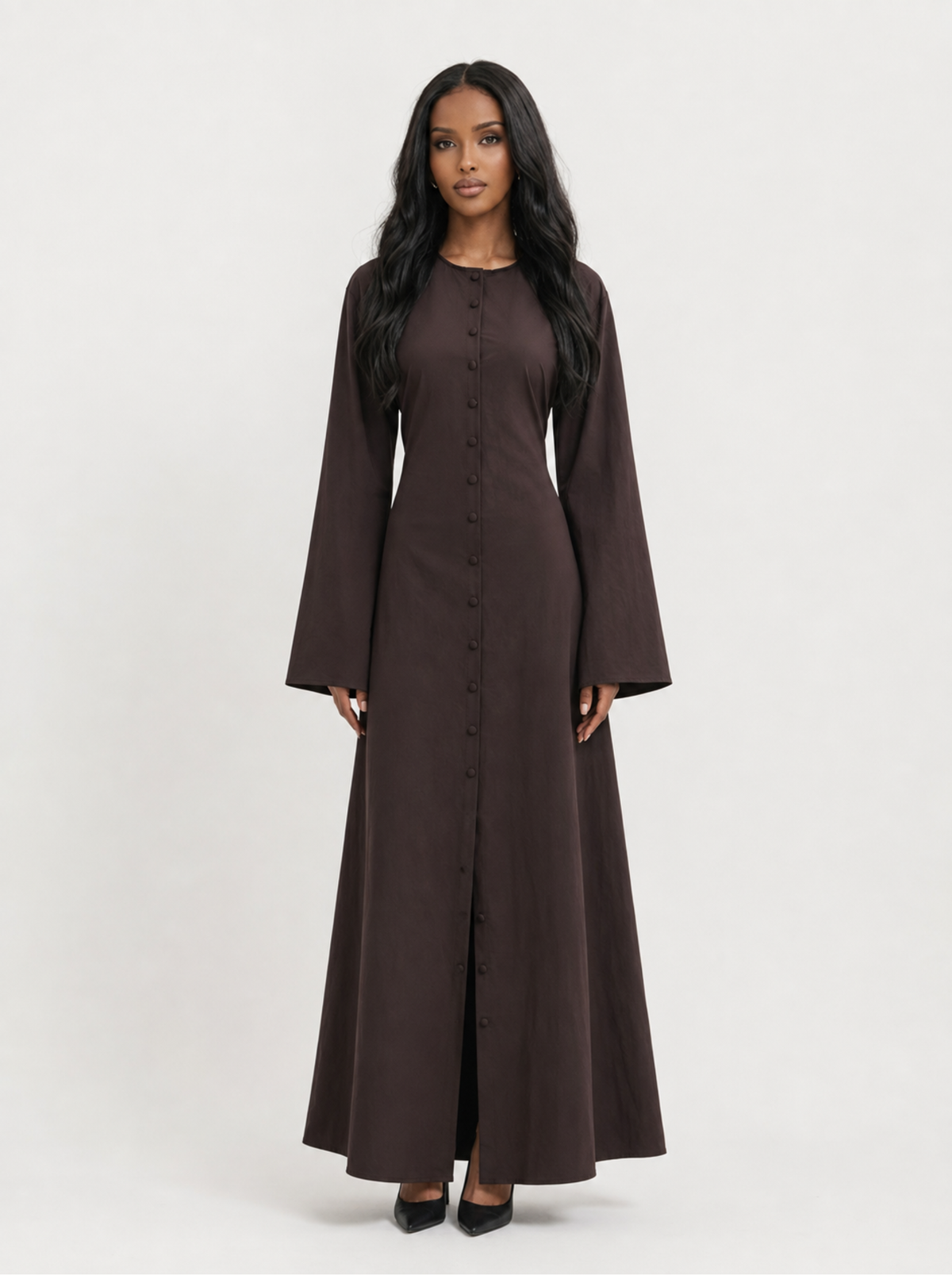 Robe longue boutonnée fluide & élégante — Margaux