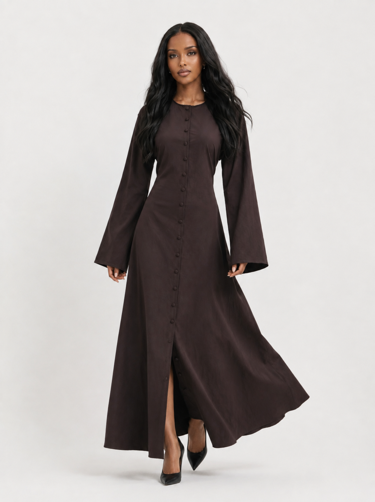Robe longue boutonnée fluide & élégante — Margaux