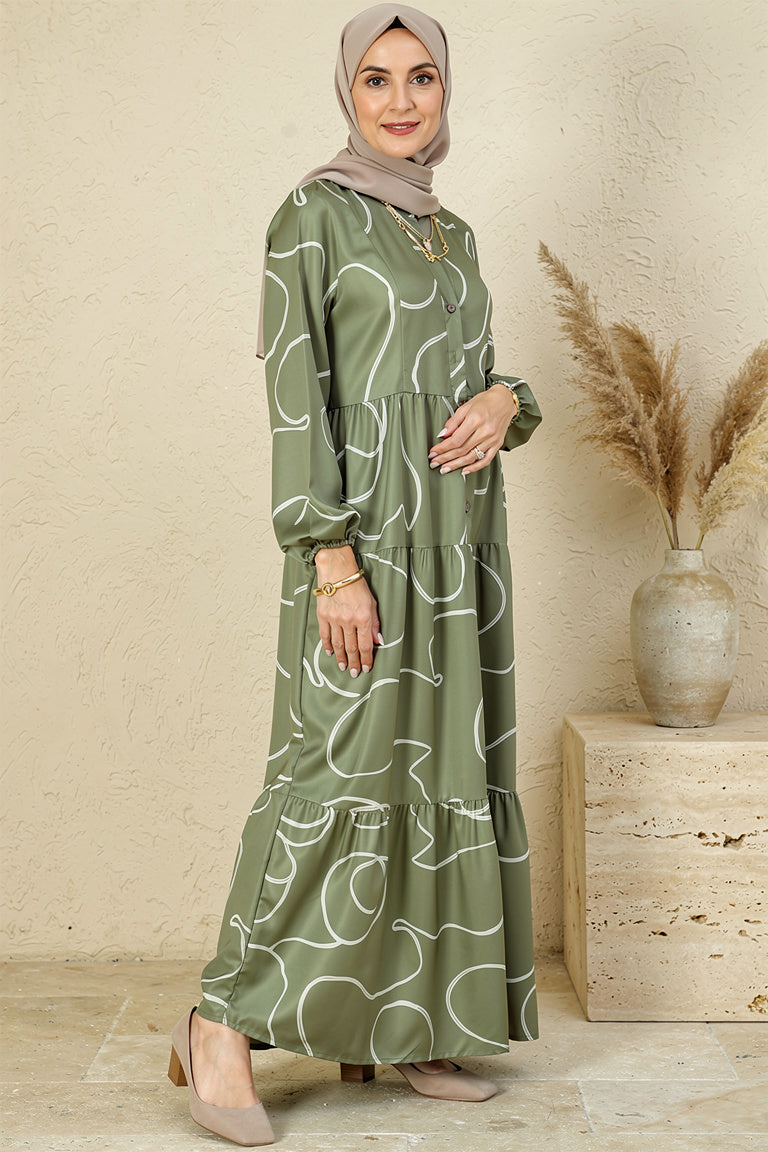 Robe longue imprimée fluide col V — Lucie - Style by Aliyah