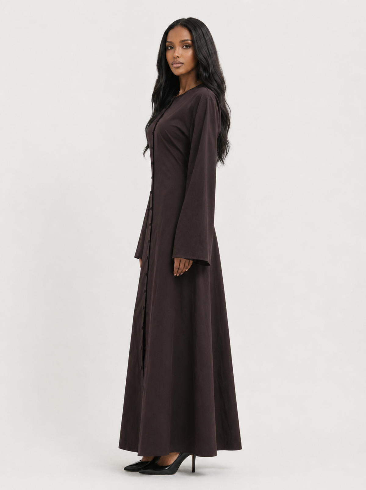 Robe longue boutonnée fluide & élégante — Margaux