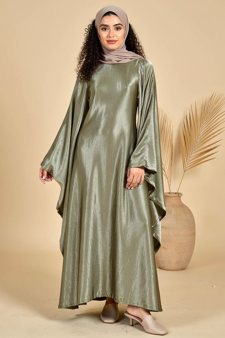 Robe longue satinée manches papillon — Sophie - Style by Aliyah