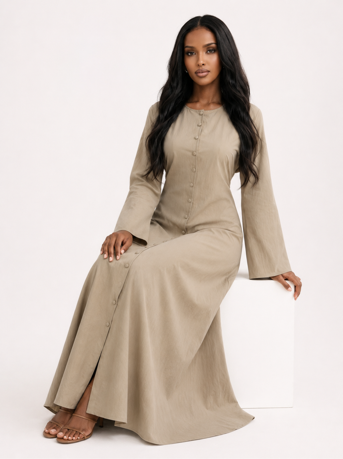 Robe longue boutonnée fluide & élégante — Margaux