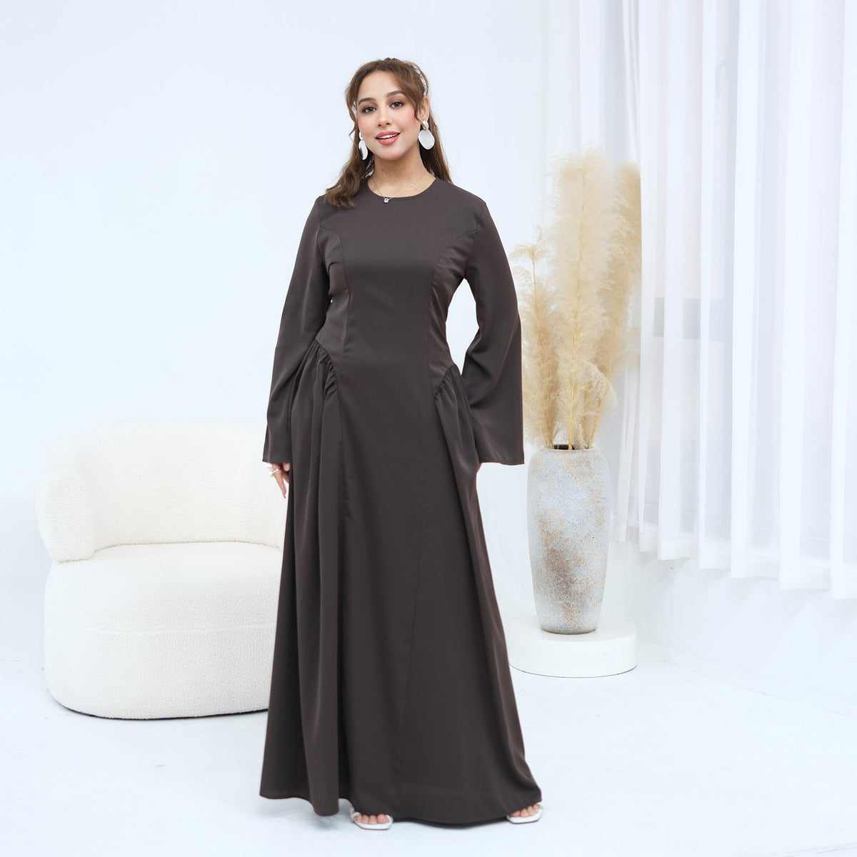 Robe longue fluide manches évasées — Fatiha