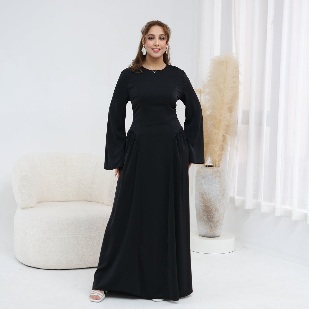 Robe longue fluide manches évasées — Fatiha