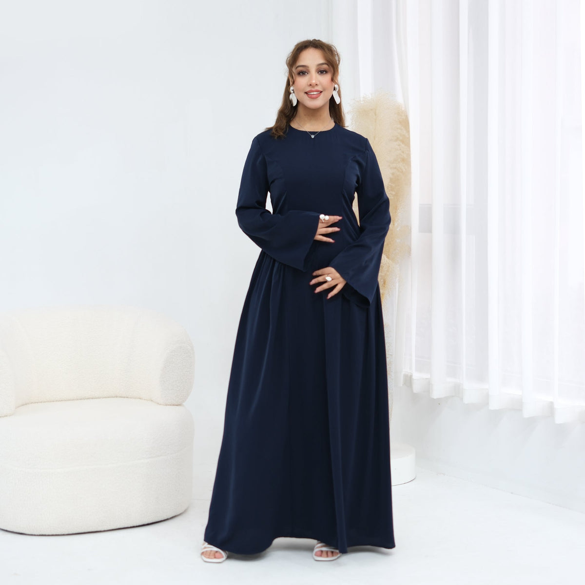 Robe longue fluide manches évasées — Fatiha