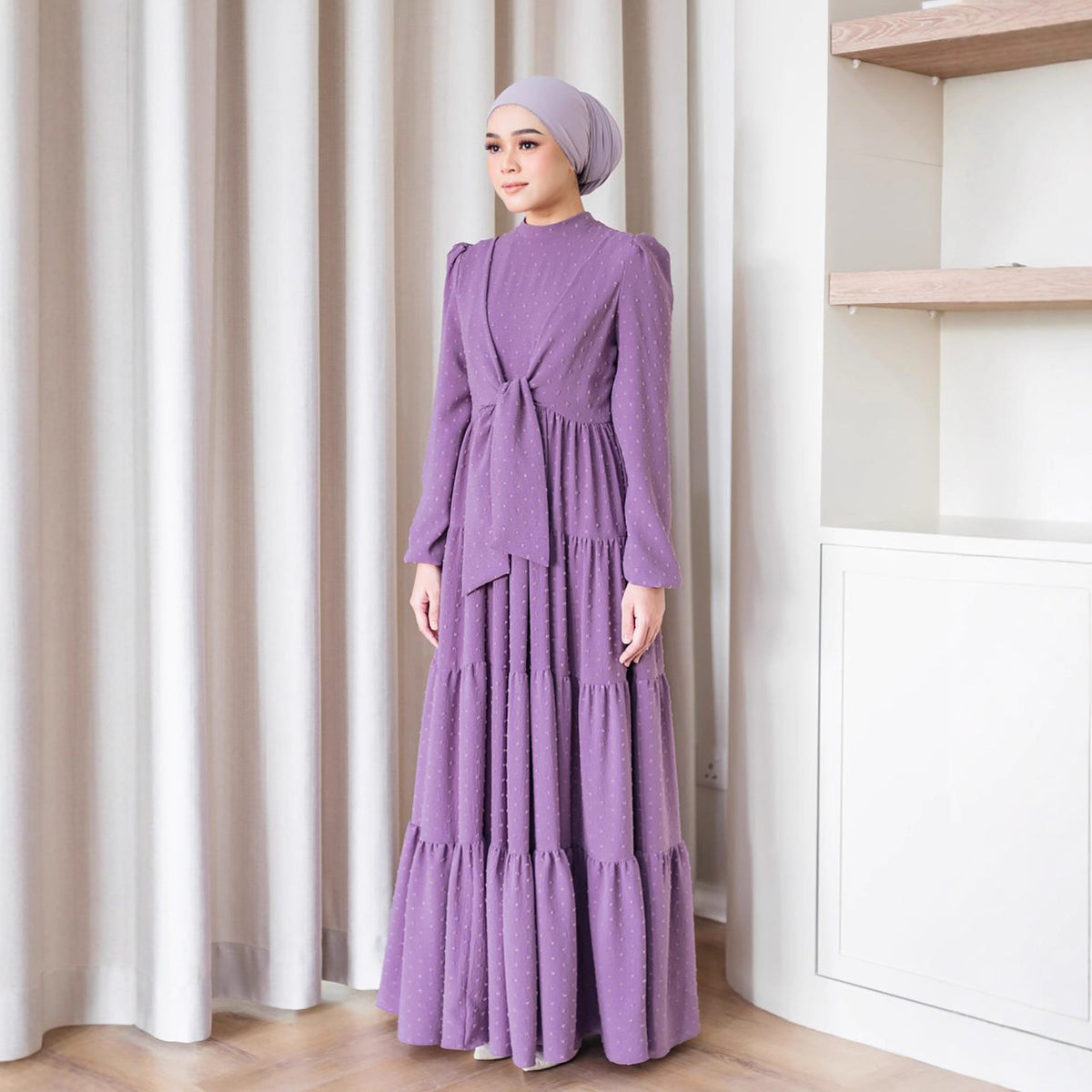 Robe longue à volants et manches lanternes — Kahina