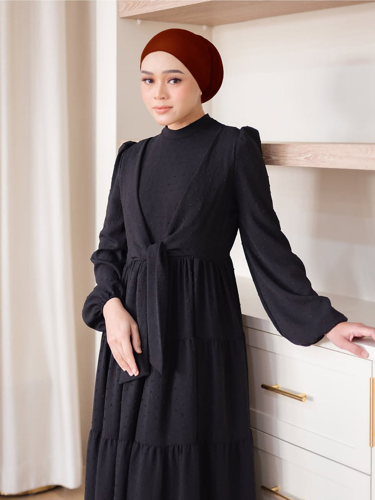 Robe longue à volants et manches lanternes — Kahina
