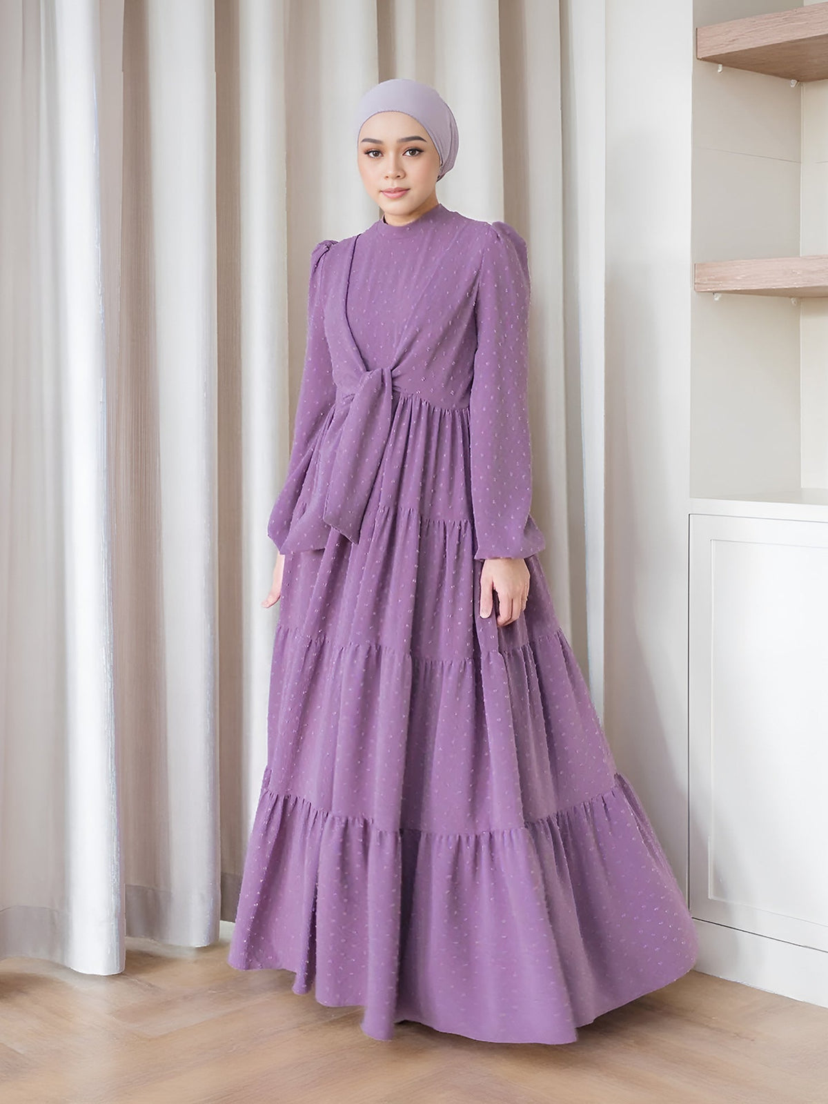 Robe longue à volants et manches lanternes — Kahina