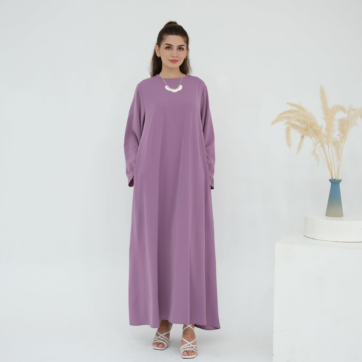 Robe longue fluide évasée en Nida — Ikram