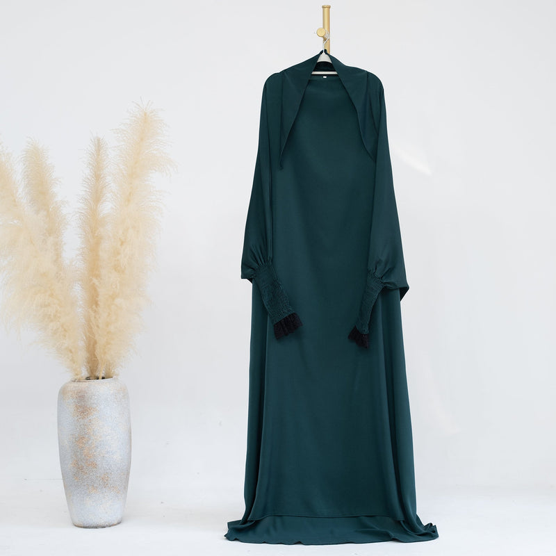 Robe longue fluide à poignets en dentelle — Louise