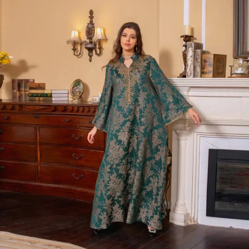 Abaya Kaftan Brodée à Col Orné — Inès