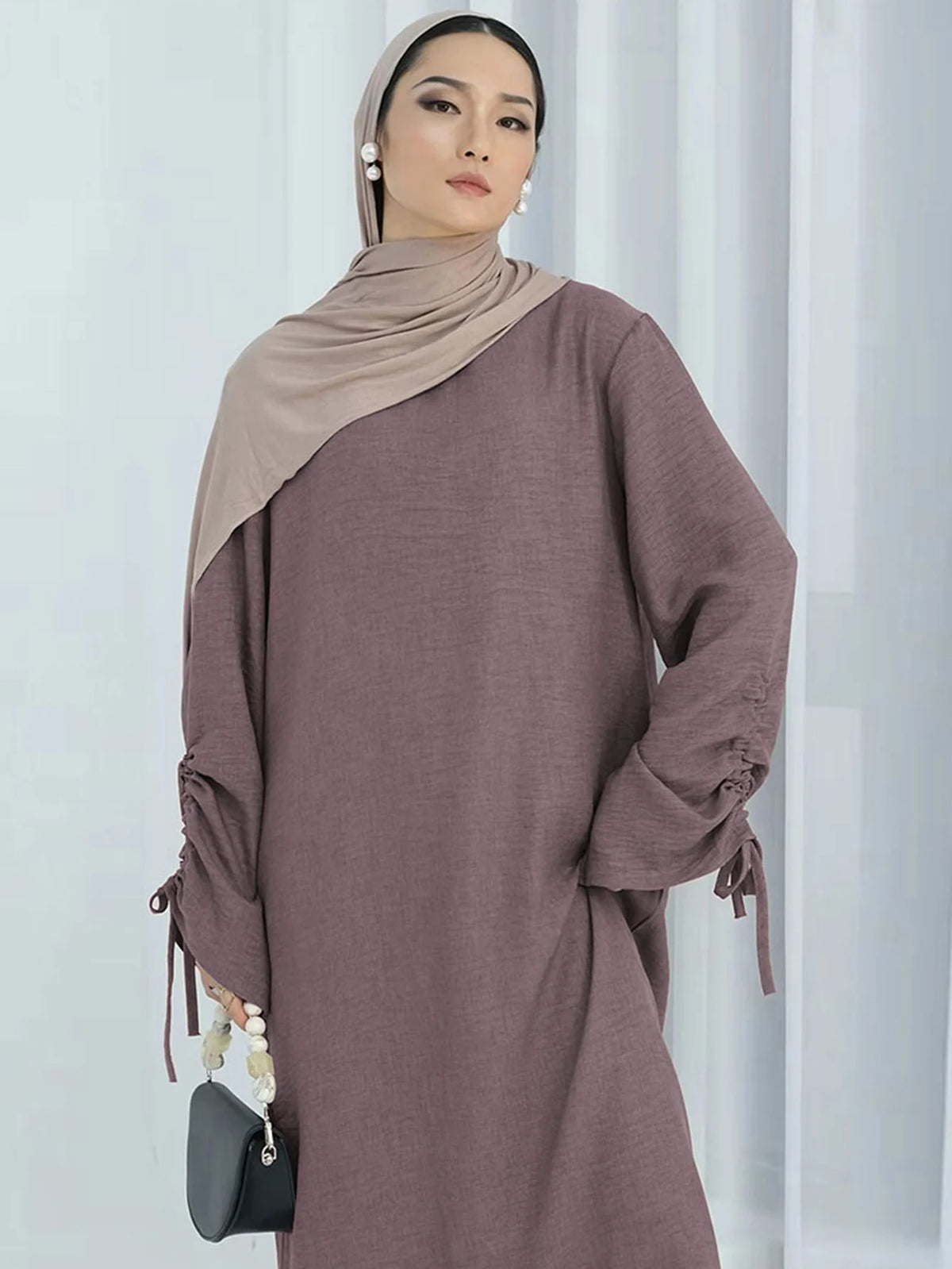Robe longue fluide lacets manches — Aïcha