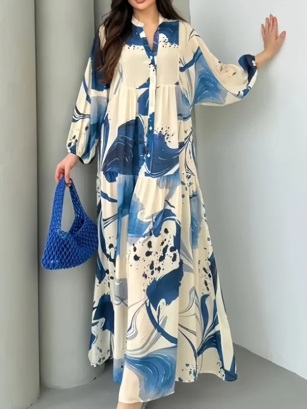 Robe Aya — vue de profil, manches longues