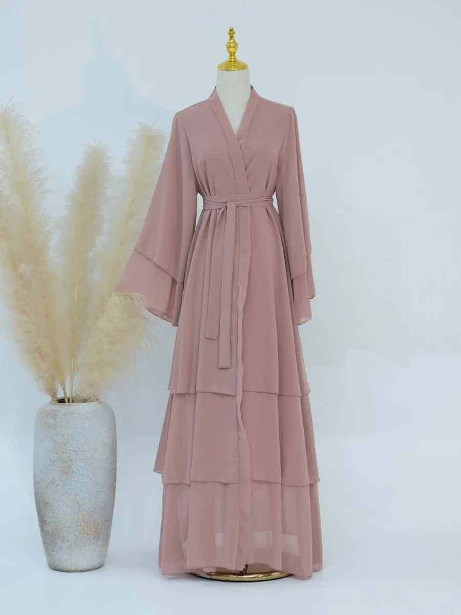 Robe longue Rania — finition en cascade, élégance couvrante