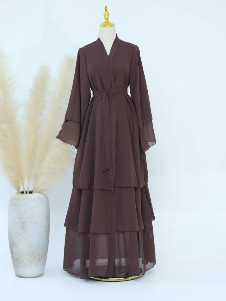 Robe Rania longue volants — vue de face, effet mouvement