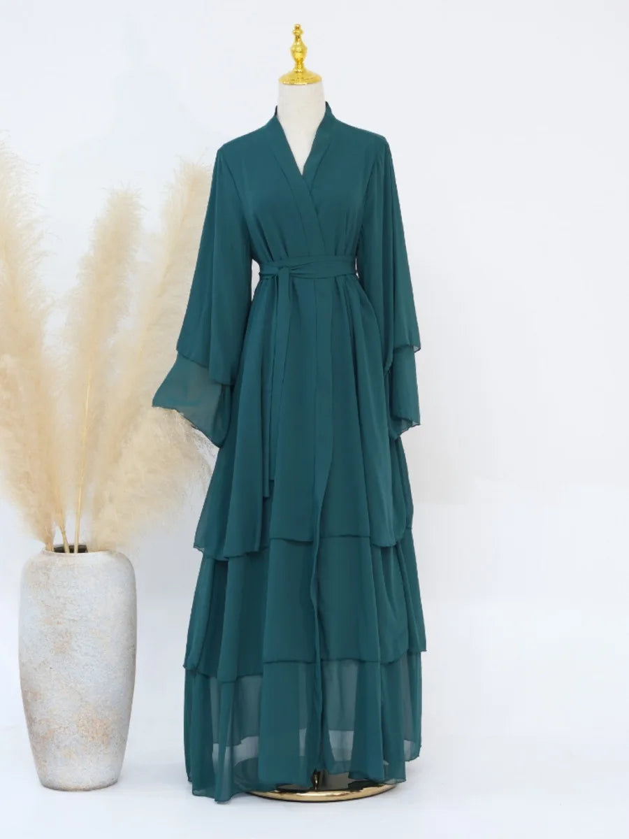 Robe chiffon Rania blanc — détail du tombé impeccable
