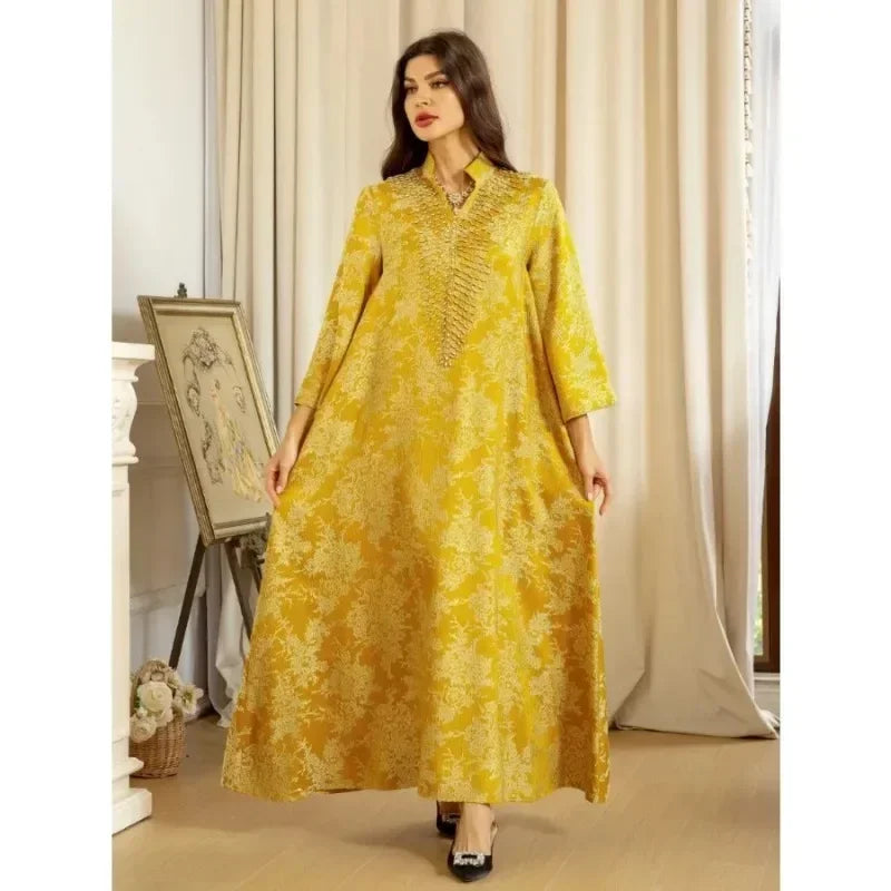 Abaya Kaftan Brodée à Col Orné — Inès