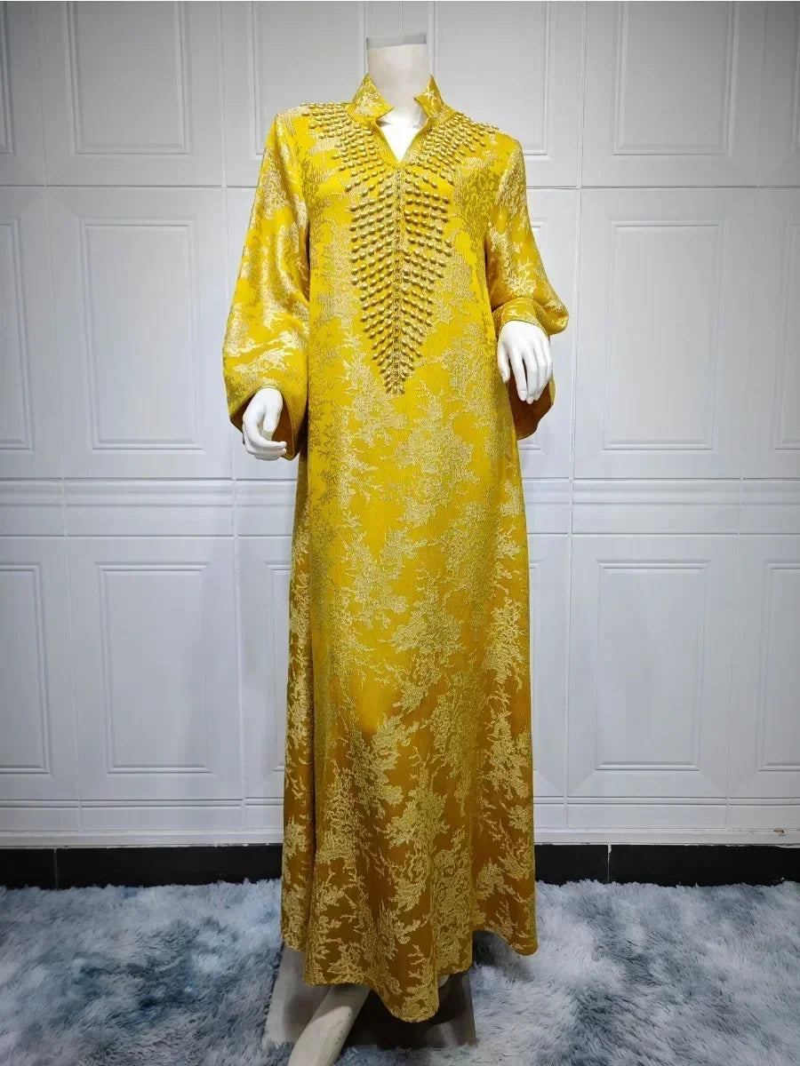 Abaya Kaftan Brodée à Col Orné — Inès