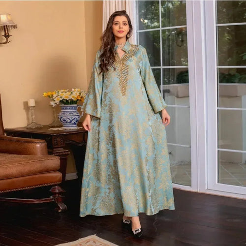 Abaya Kaftan Brodée à Col Orné — Inès