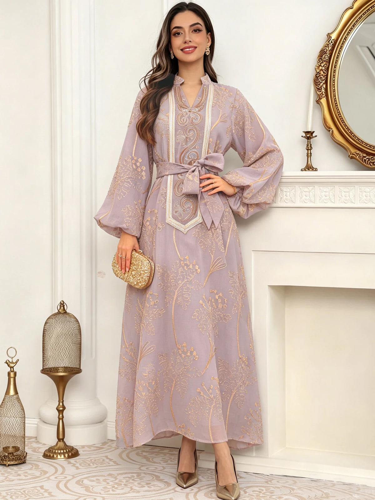 Robe Assia — disponible en beige, vert et rose, ceinture amovible