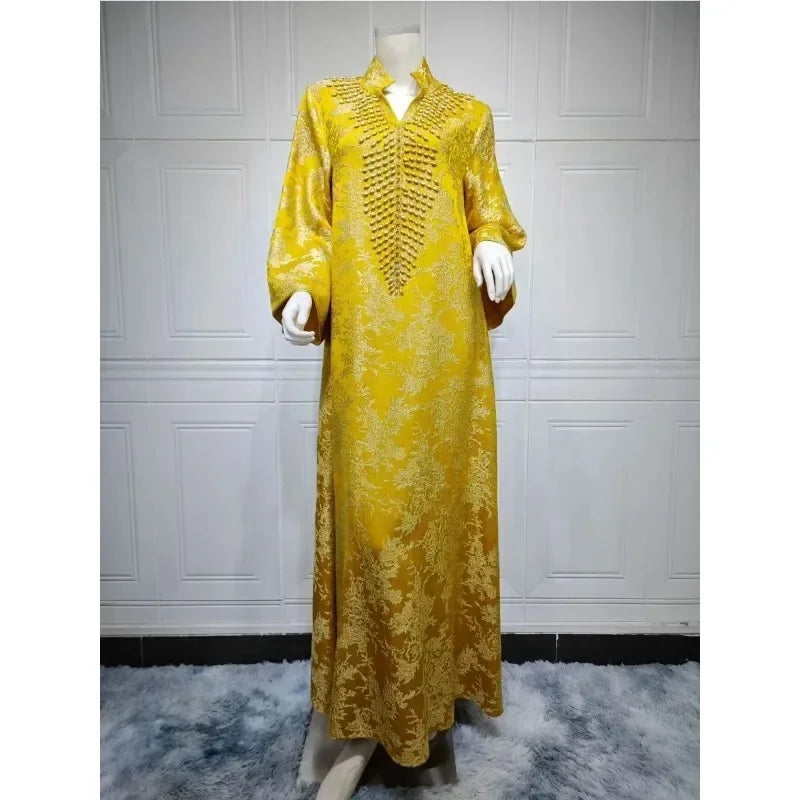 Abaya Kaftan Brodée à Col Orné — Inès
