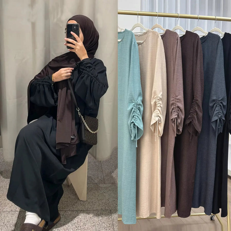 Robe longue fluide lacets manches — Aïcha