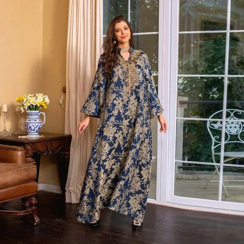 Abaya Kaftan Brodée à Col Orné — Inès