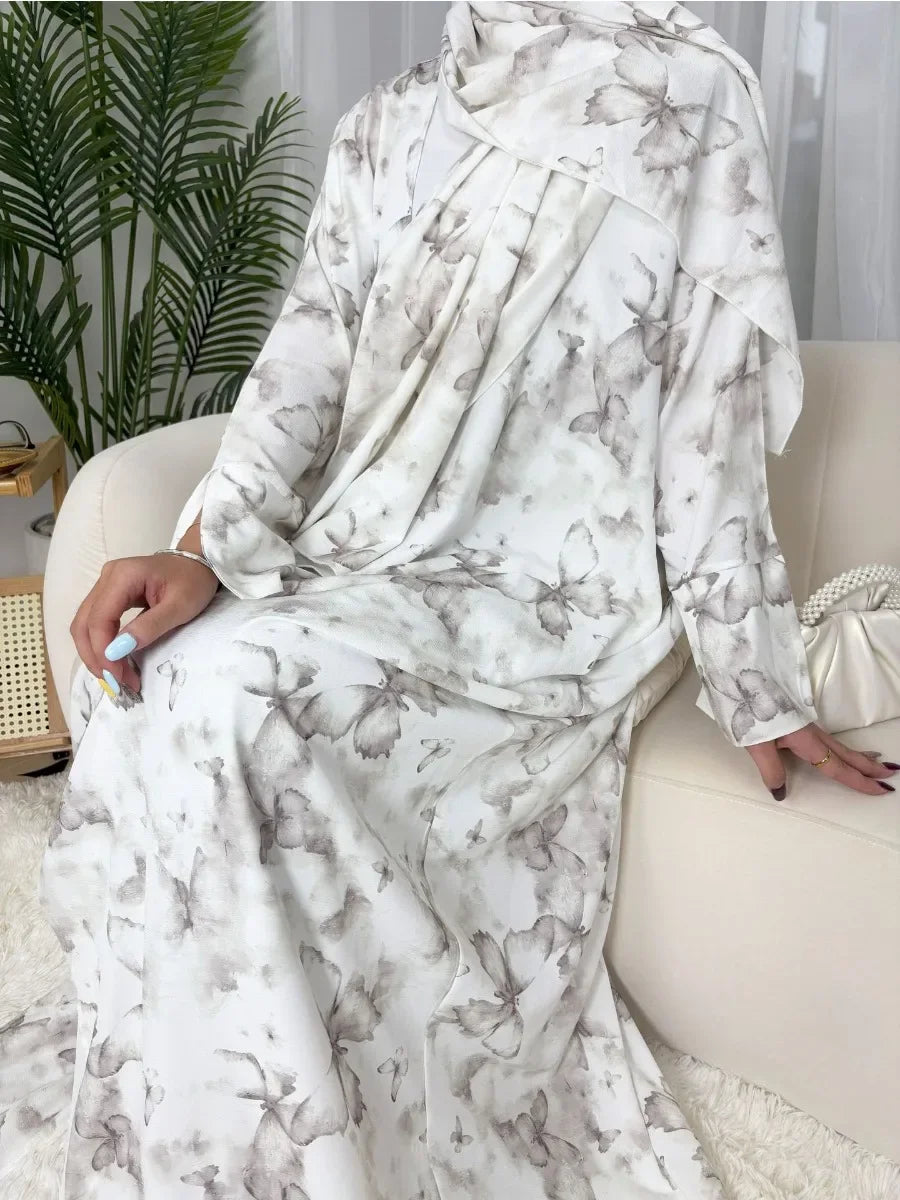 Kaftan Rym bleu — vue arrière, robe longue élégante et couvrante