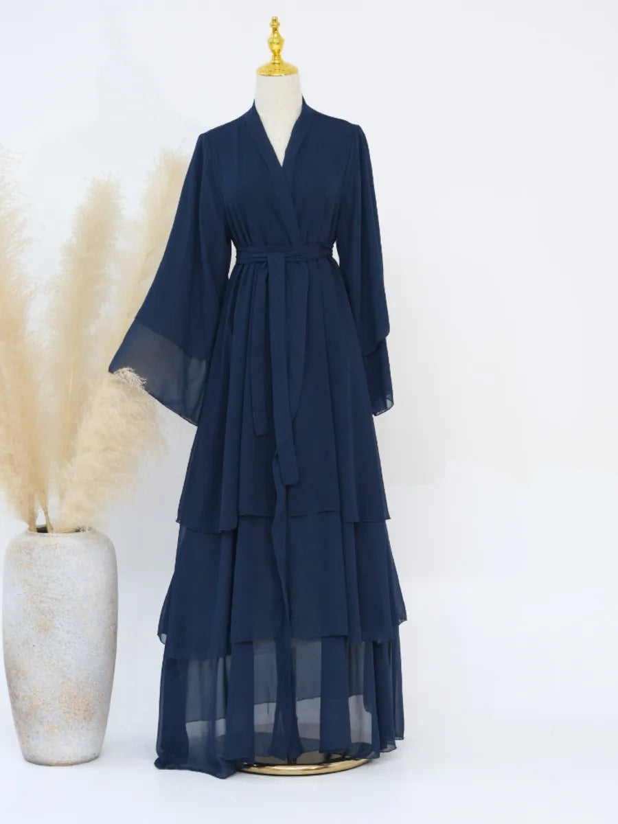 Robe chiffon Rania — détail des trois couches superposées