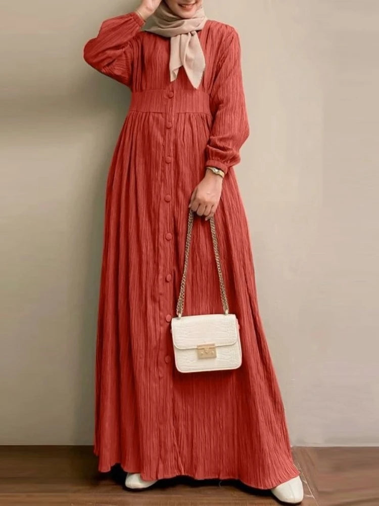 Robe longue Selma — vue arrière, silhouette généreusement ample
