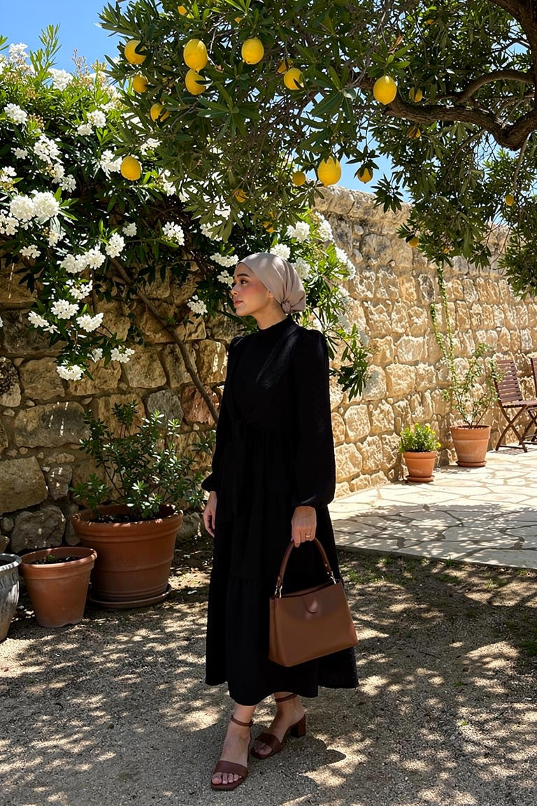 Robe longue à volants et manches lanternes — Kahina - Style by Aliyah