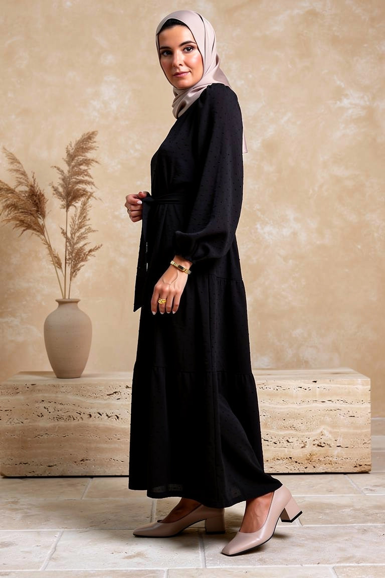 Robe longue à volants et manches lanternes — Kahina - Style by Aliyah