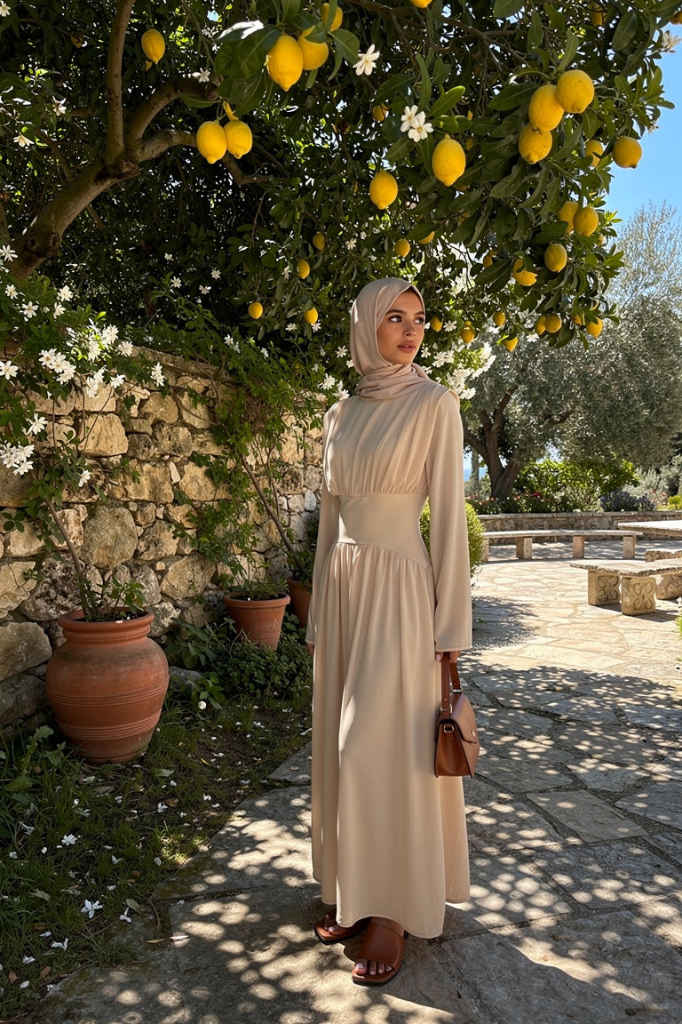 Robe longue fluide manches longues — Bouchra - Style by Aliyah