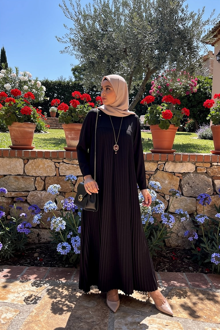 Robe longue plissée manches longues — Djamila - Style by Aliyah