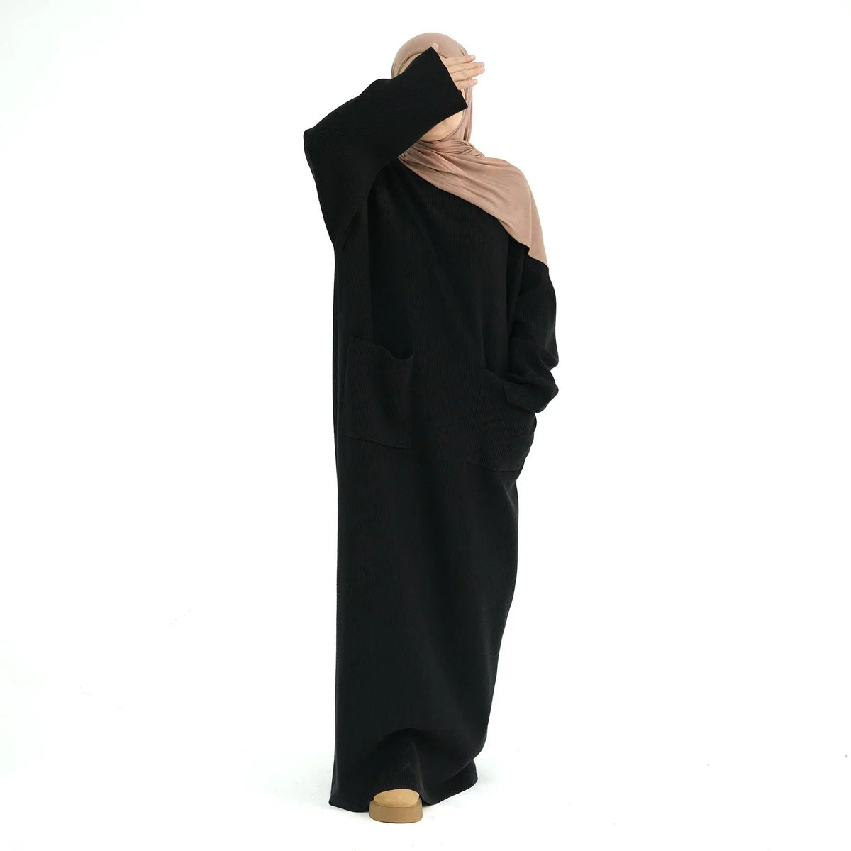Robe longue côtelée à poches et ceinture amovible — Nabila