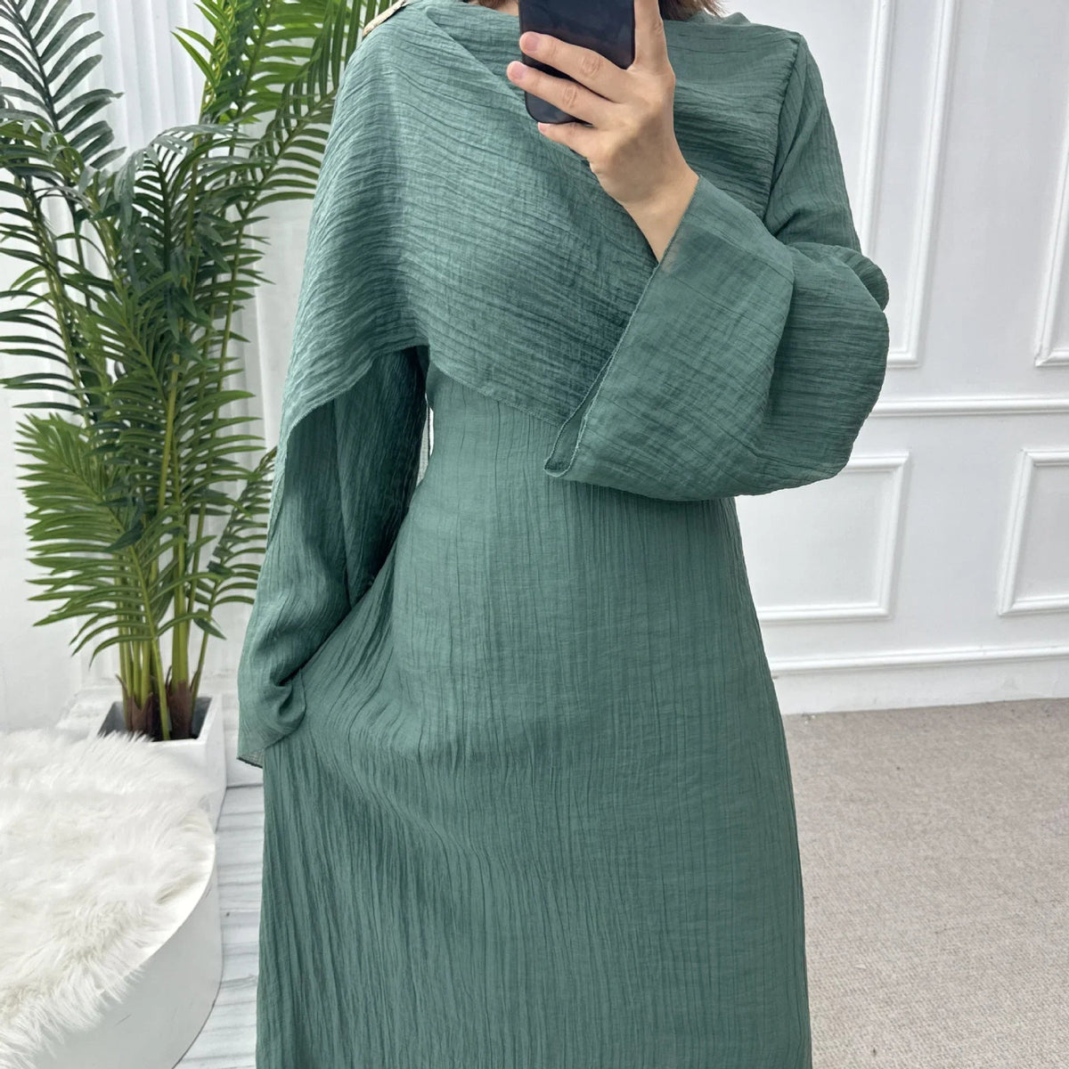 Robe longue double épaisseur manches fluides — Nesrine