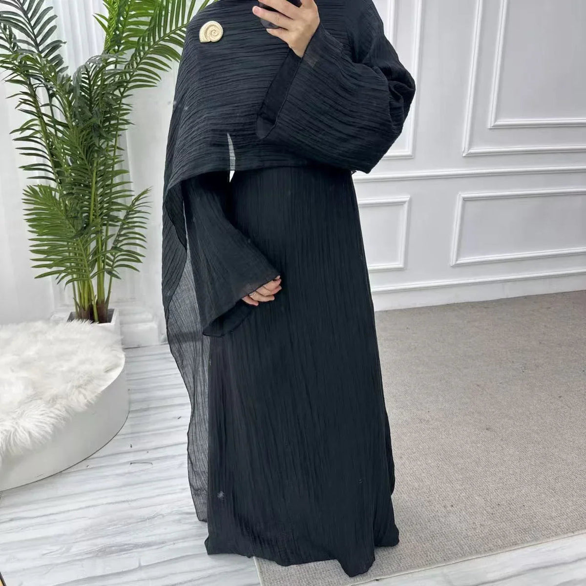 Robe longue double épaisseur manches fluides — Nesrine