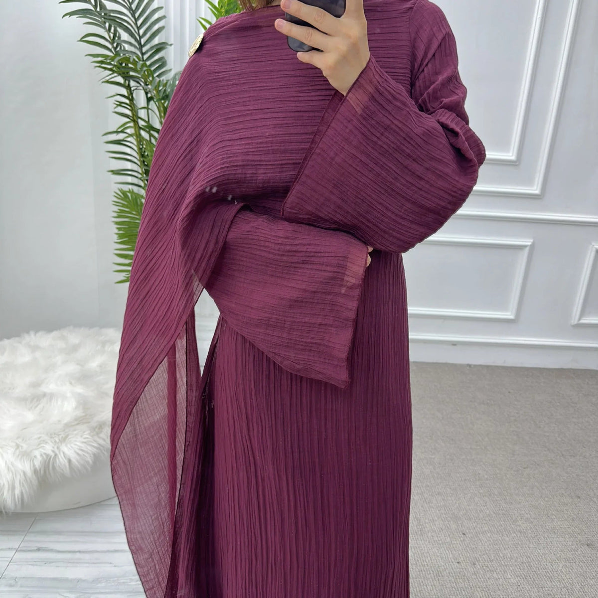 Robe longue double épaisseur manches fluides — Nesrine