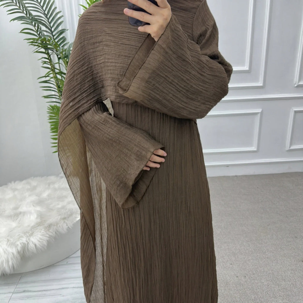 Robe longue double épaisseur manches fluides — Nesrine