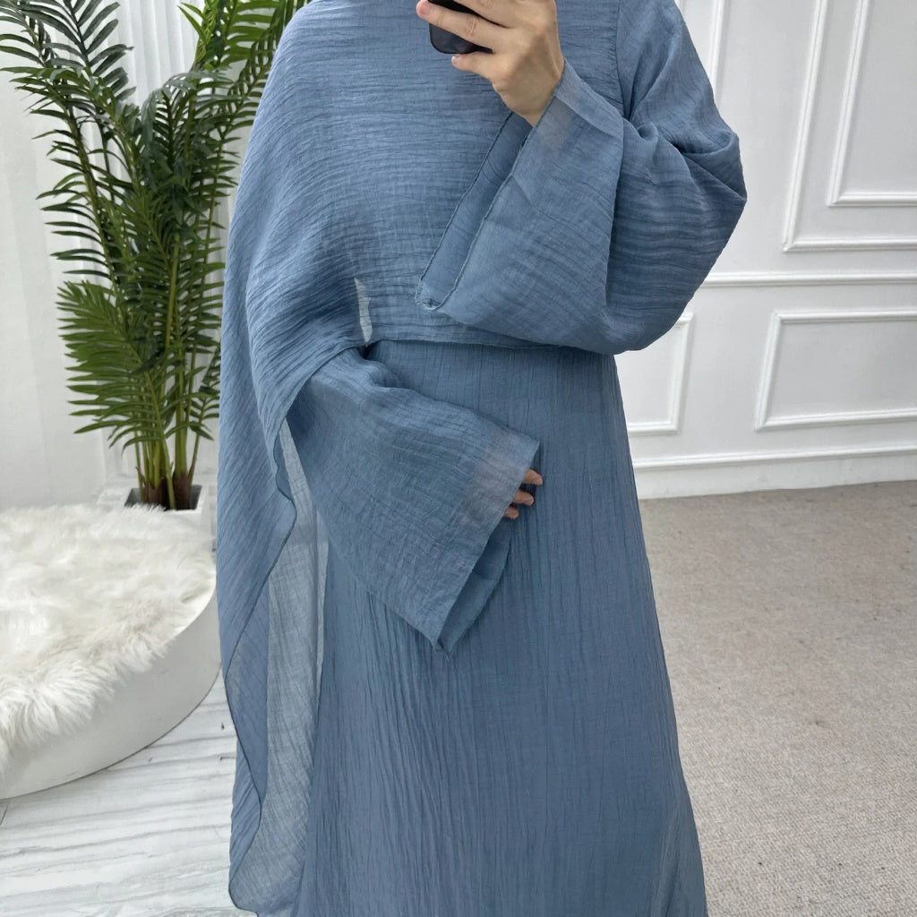 Robe longue double épaisseur manches fluides — Nesrine