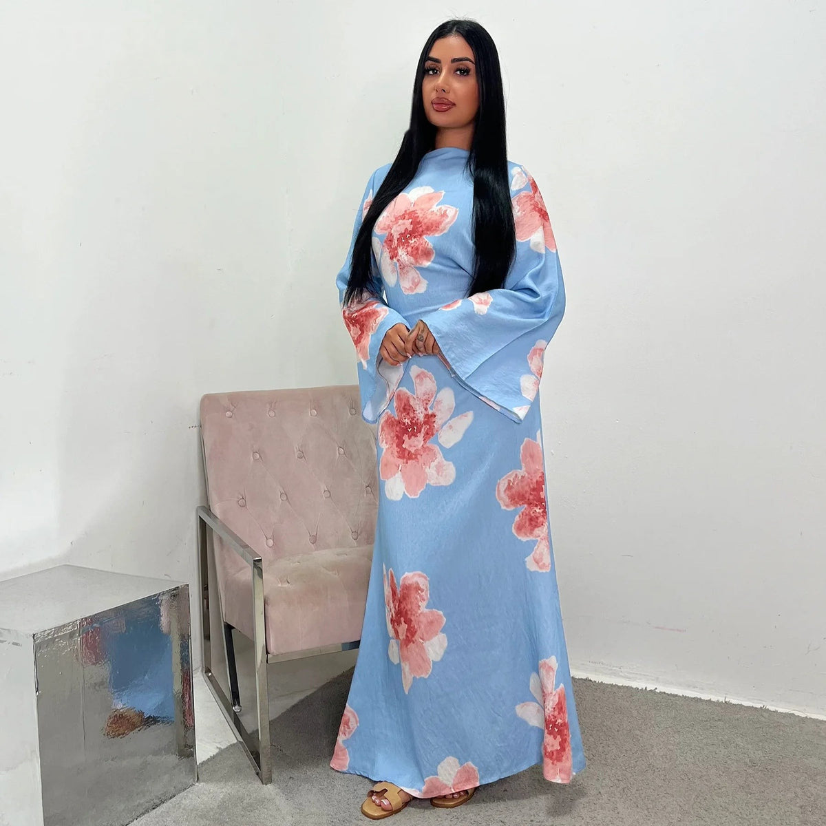 Robe Soraya vert — version coloris vert, imprimé floral délicat