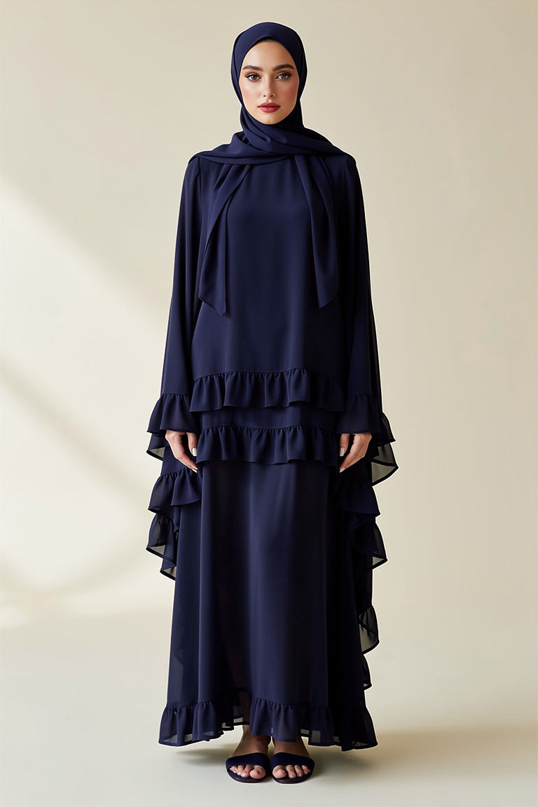 Maissa - ensemble volante bleu royal porte